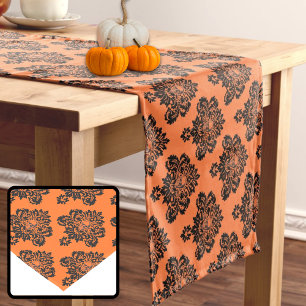 Chemin De Table Moyen Coureur de table de damas du crâne noir d'Hallowe