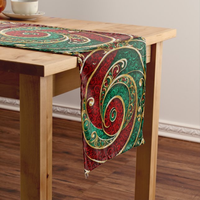 Chemin De Table Moyen Coureur de table Red Gold Green Holiday (In Situ)
