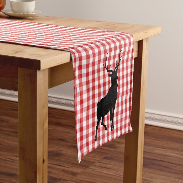 Chemin De Table Moyen Coureur de table Red Plaid & Deer (In Situ)