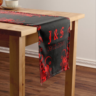 Chemin De Table Moyen Coureurs de table Black & Red Floral 16 x 90