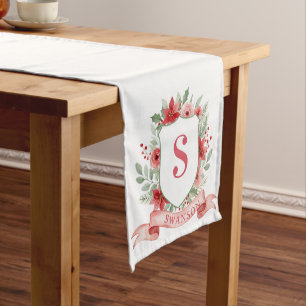Chemin De Table Moyen Couronne de fêtes grandmillennial Monogramme de
