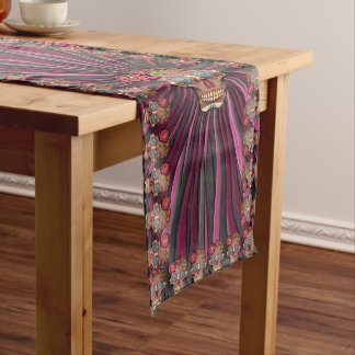 Chemin De Table Moyen Crâne en sucre à l'aspect de bois sculpté avec cou