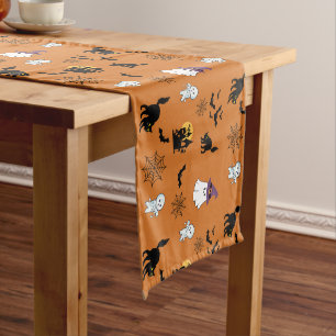 Chemin De Table Moyen Décoration de maison orange Halloween fantômes