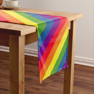 Chemin De Table Moyen Diagonale des bandes colorées arc-en-ciel