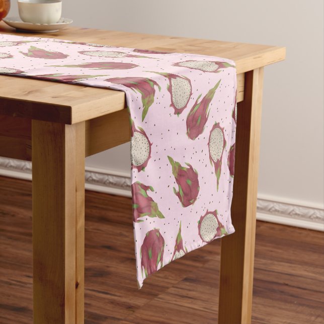 Chemin De Table Moyen Dragon Fruit Motif Tropical Pitaya Exotic Cute  (In Situ)