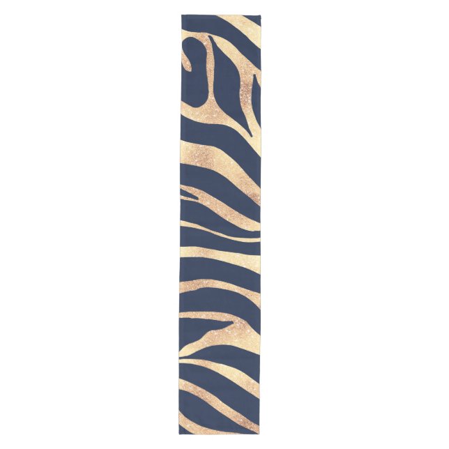 Chemin De Table Moyen Elégant bleu marine Gold Zebra Imprimer (Devant)