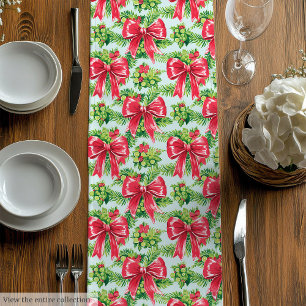 Chemin De Table Moyen Élégant coureur de table de Noël rose rouge chaud 