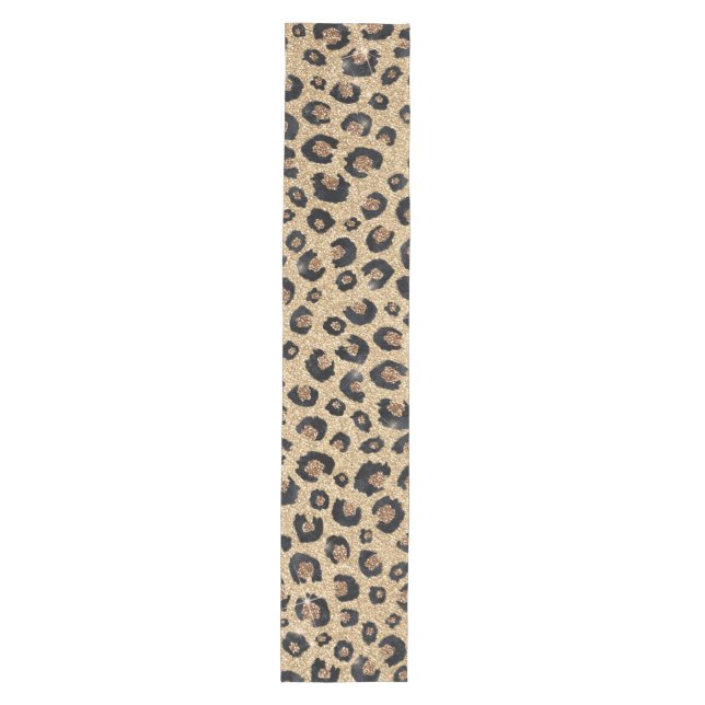 Chemin De Table Moyen Elegant Gold Glitter Black Leopard (Devant)