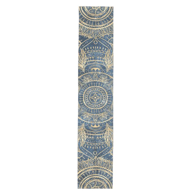 Chemin De Table Moyen Elégant Mandala Blue Whimsy Design (Devant)