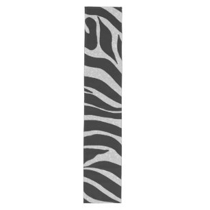 Chemin De Table Moyen Elégant Parties scintillant noire Silver Zebra Pos