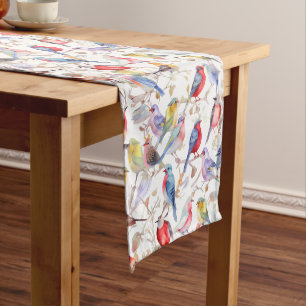 Chemin De Table Moyen Enchanteur Aquarelle Vintage Birds Motif