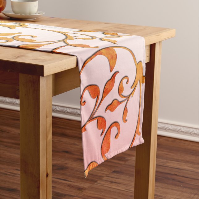 Chemin De Table Moyen Feuilles défilantes teintes roses (In Situ)