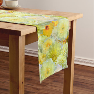 Chemin De Table Moyen Fleurs botaniques jaune enjoué