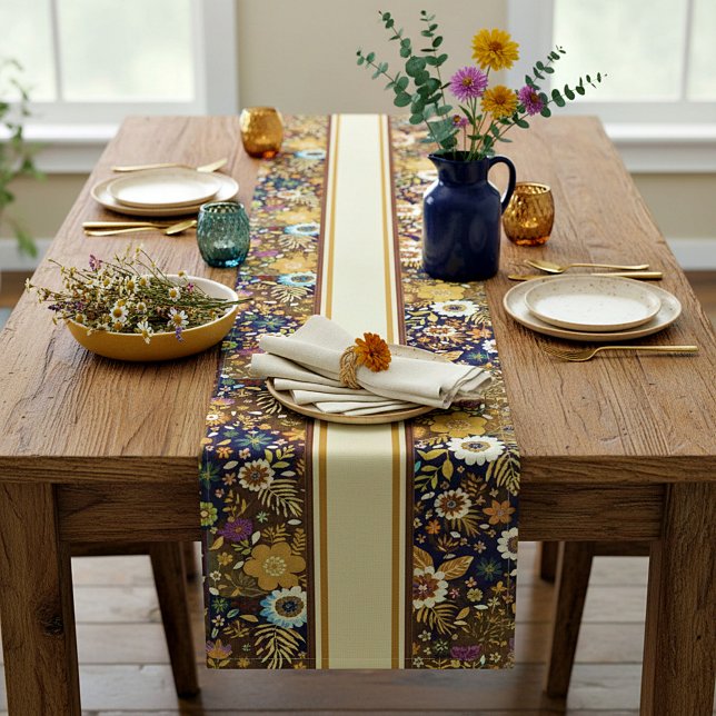Chemin De Table Moyen Fleurs d'automne dorées (Créateur téléchargé)