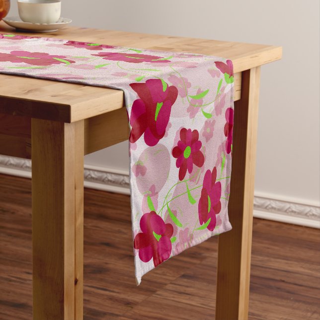 Chemin De Table Moyen Fleurs roses et rouges - Floral (In Situ)