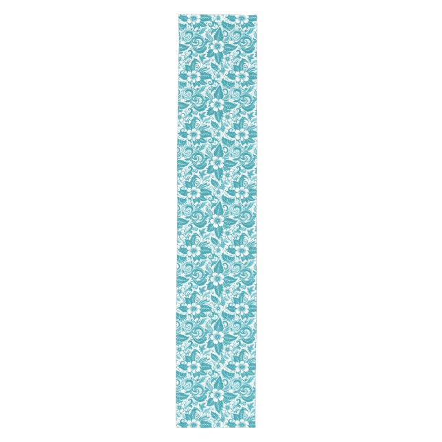 Chemin De Table Moyen Floral Aqua moderne (Devant)
