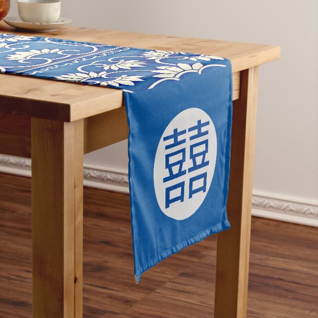 Chemin De Table Moyen Floral chinois -double bonheur (In Situ)