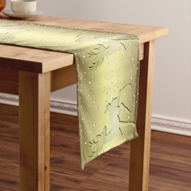 Chemin De Table Moyen Golden Reindeer Snowy Holiday Table Runner (In Situ)