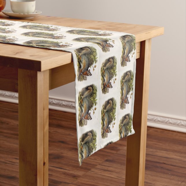 Chemin De Table Moyen Grey Fox / Grey Fox Audubon's American Quadrupeds (In Situ)