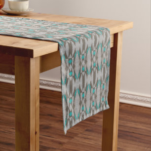 Chemin De Table Moyen Gris Taupe Aqua Turquoise Turquoise Blue Tribal Ar