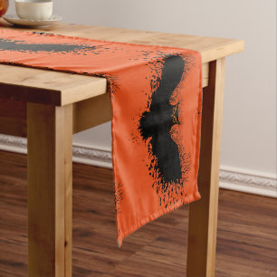 Chemin De Table Moyen Hibou à halloween noir sur orange