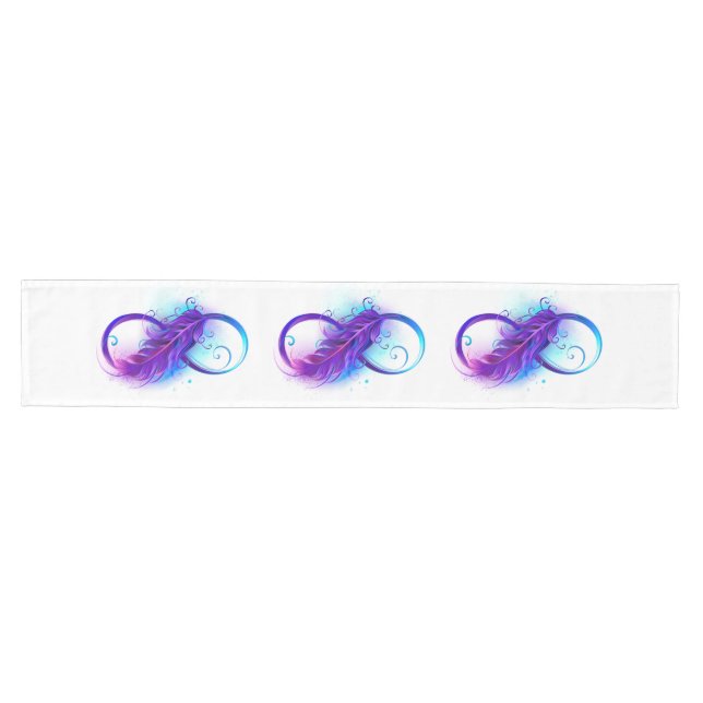 Chemin De Table Moyen Infinity with purple feather (Horizontal)