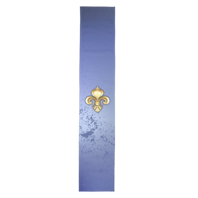 Chemin De Table Moyen Lis d'or sur fond bleu (Devant)