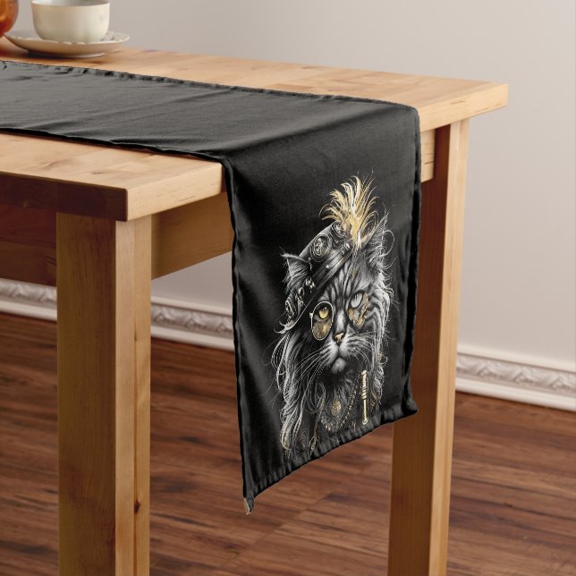 Chemin De Table Moyen Magnifique chat Steampunk  (In Situ)
