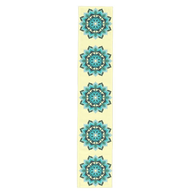 Chemin De Table Moyen Mandala Motif 02 en aqua Medium Table Runner (Devant)