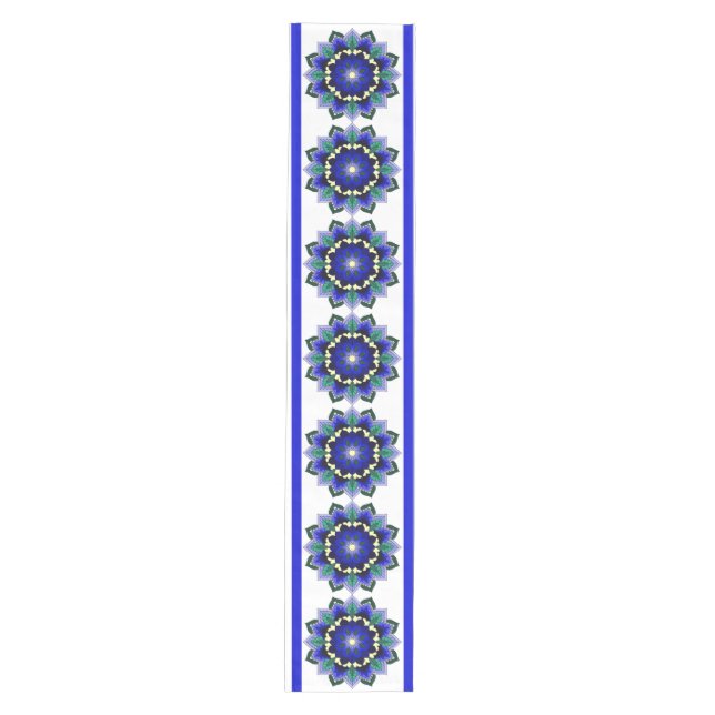 Chemin De Table Moyen Mandala Motif 02 en bleu foncé Medium Table Runne (Devant)