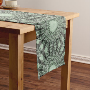 Chemin De Table Moyen Mandala Vert Sauge avec Motif Inspiré des Feuilles