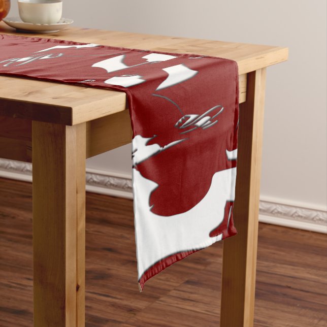 Chemin De Table Moyen Maroon Abstrait (In Situ)