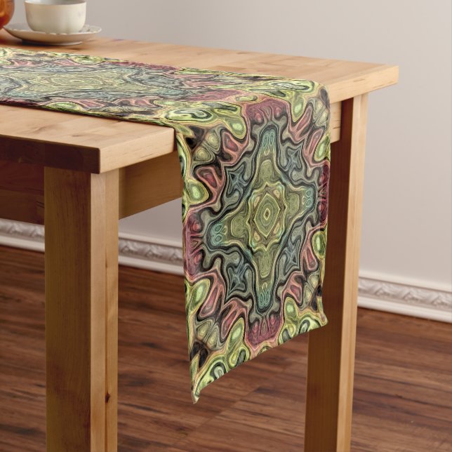 Chemin De Table Moyen Marsala Rouge ocre jaune Turquoise Hip Ornat Art M (In Situ)