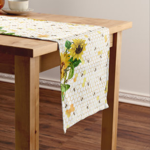 Chemin De Table Moyen Miel Doré de Tournesol Rucher Nid d'Abeille