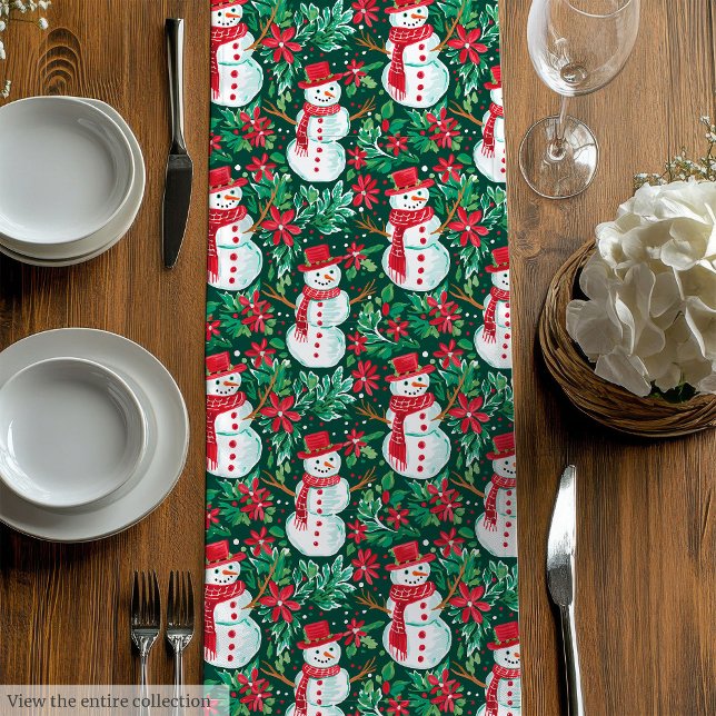 Chemin De Table Moyen Modern magenta red preppy Christmas table runner (Modern magenta red preppy Christmas table runner)