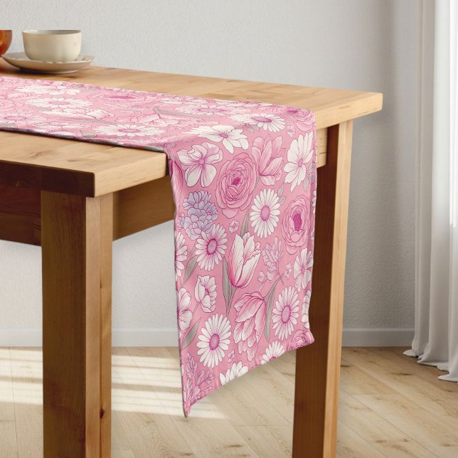 Chemin De Table Moyen Modern Pink Rose Table Runner (Créateur téléchargé)