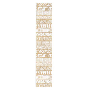 Chemin De Table Moyen Motif africain de la tribu Gold White