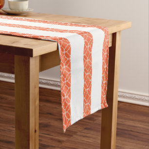 Chemin De Table Moyen Motif blanc et orange brûlés