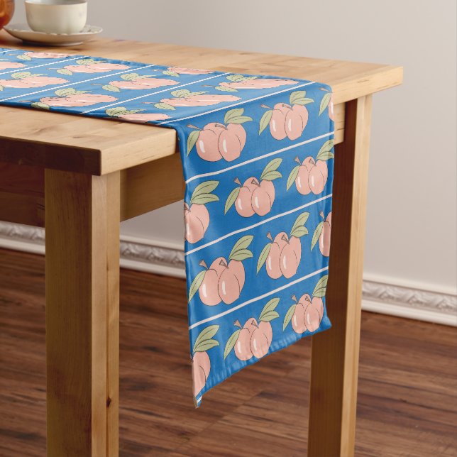 Chemin De Table Moyen Motif Blue Peaches Blue Table Runner (In Situ)