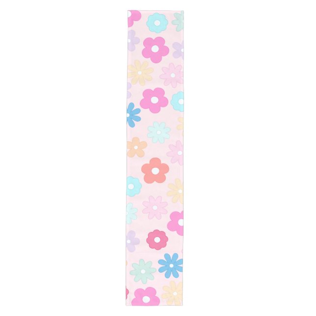 Chemin De Table Moyen Motif Boho Rose Daisy Flowers (Devant)