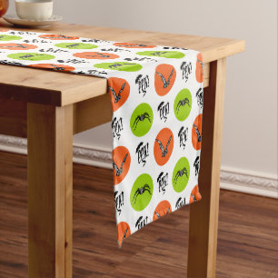 Chemin De Table Moyen Motif Chauves-souris et Araignées Halloween Eek