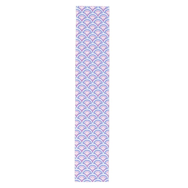 Chemin De Table Moyen motif damassé floral bleu (Devant)