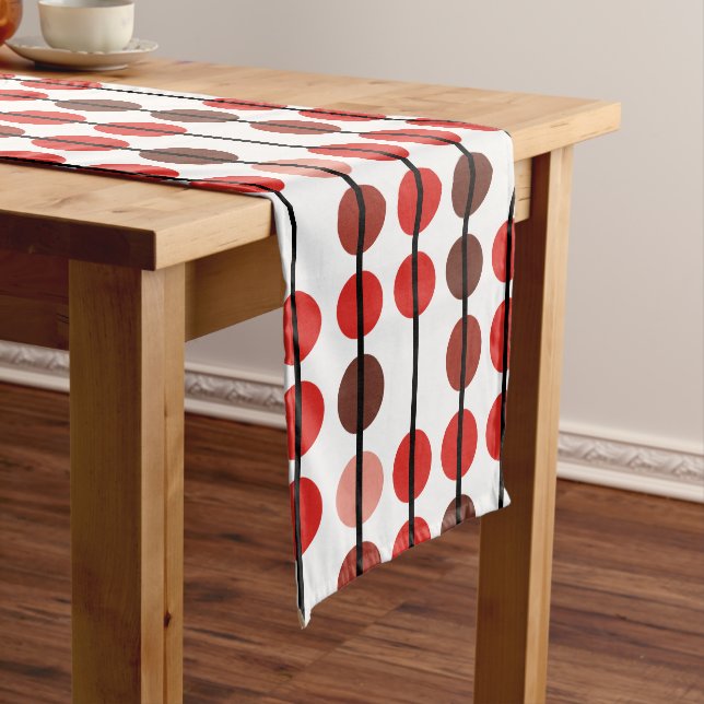 Chemin De Table Moyen Motif de bande de points Polka rouge et Brown (In Situ)