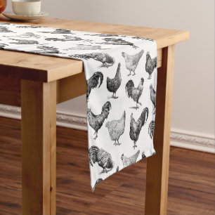 Chemin De Table Moyen Motif de poulet de la ferme Retro Country
