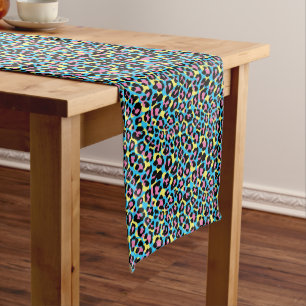 Chemin De Table Moyen Motif de Spots Neon Leopard