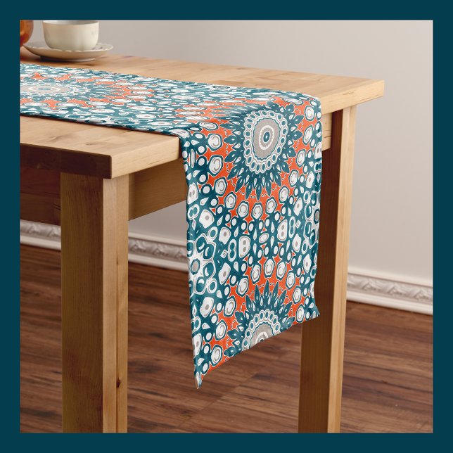 Chemin De Table Moyen Motif de totem géométrique Mandala Turquoise orang (Créateur téléchargé)