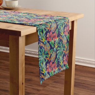 Chemin De Table Moyen Motif d'hibiscus à ananas tropicaux