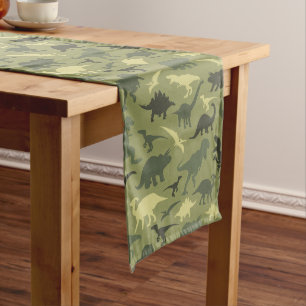 Chemin De Table Moyen Motif Dinosaure, Silhouette Dinosaure, Dino Vert