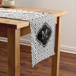 Chemin De Table Moyen Motif géométrique Abstrait noir et blanc
