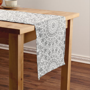 Chemin De Table Moyen Motif géométrique mandala gris